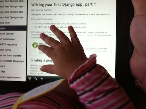 My baby daughter follows the Django tutorial for the first time